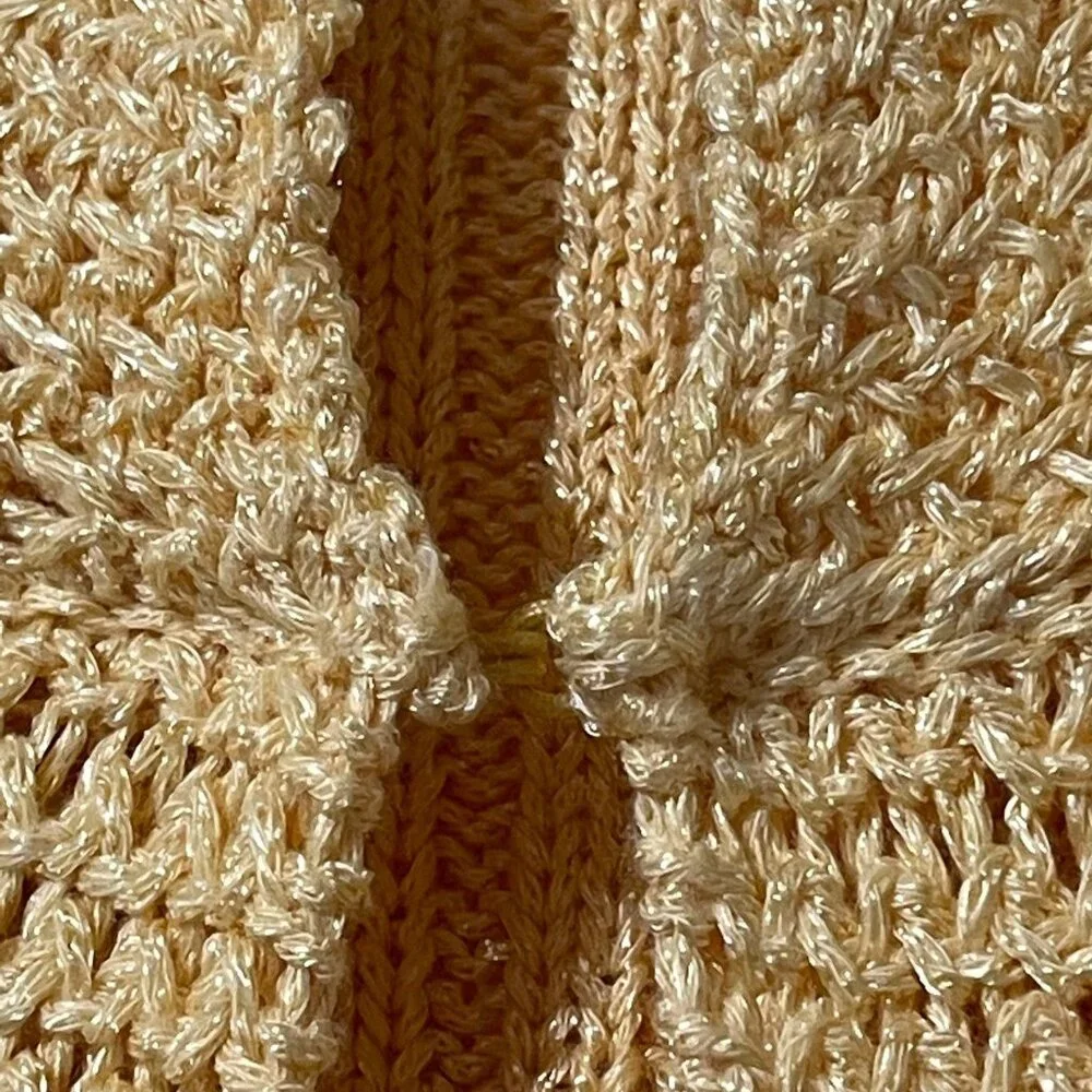 Chicos Womens Knit Cardigan Sweater Size 1 Nylon/Acrylic/Cotton Blend Gold - Picture 8 of 9